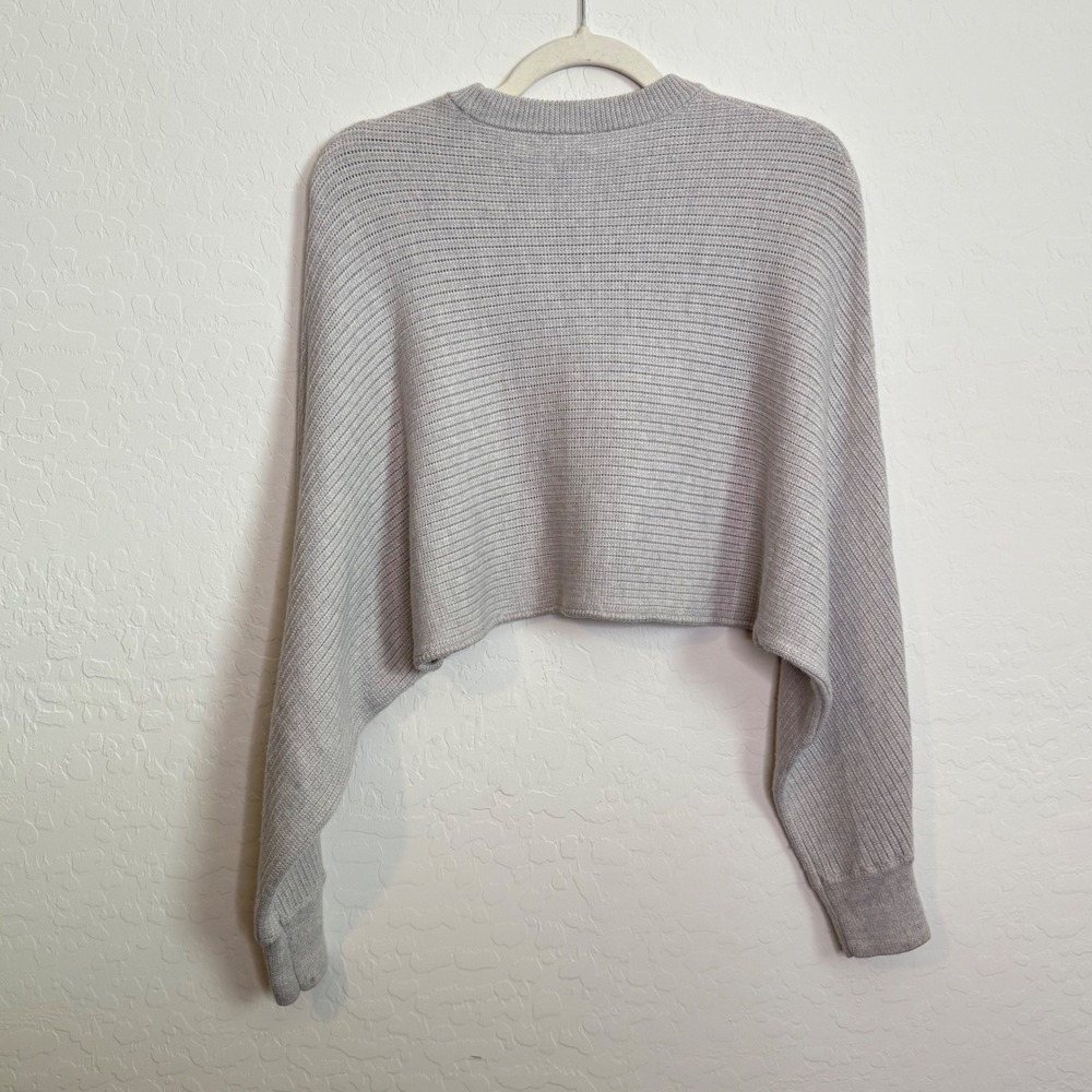 Wilfred Free Womens Knit Cropped Sweater XS Gray Good Textured Boxy Relaxed Fit - Picture 3 of 8